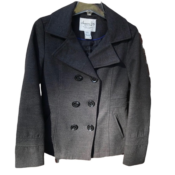 American Rag Charcoal Gray Pea Coat Jacket Women Size Small EUC - Picture 1 of 6